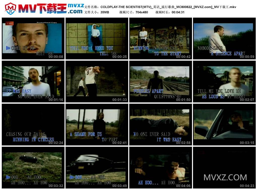 COLDPLAY-THE SCIENTIST(MTV)_英语_流行歌曲_MC800822